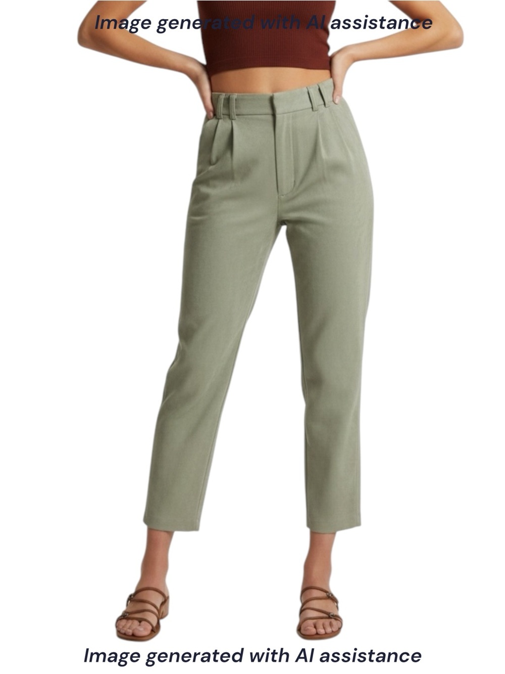 Abercrombie & Fitch L ultra high rise olive 55% linen pants